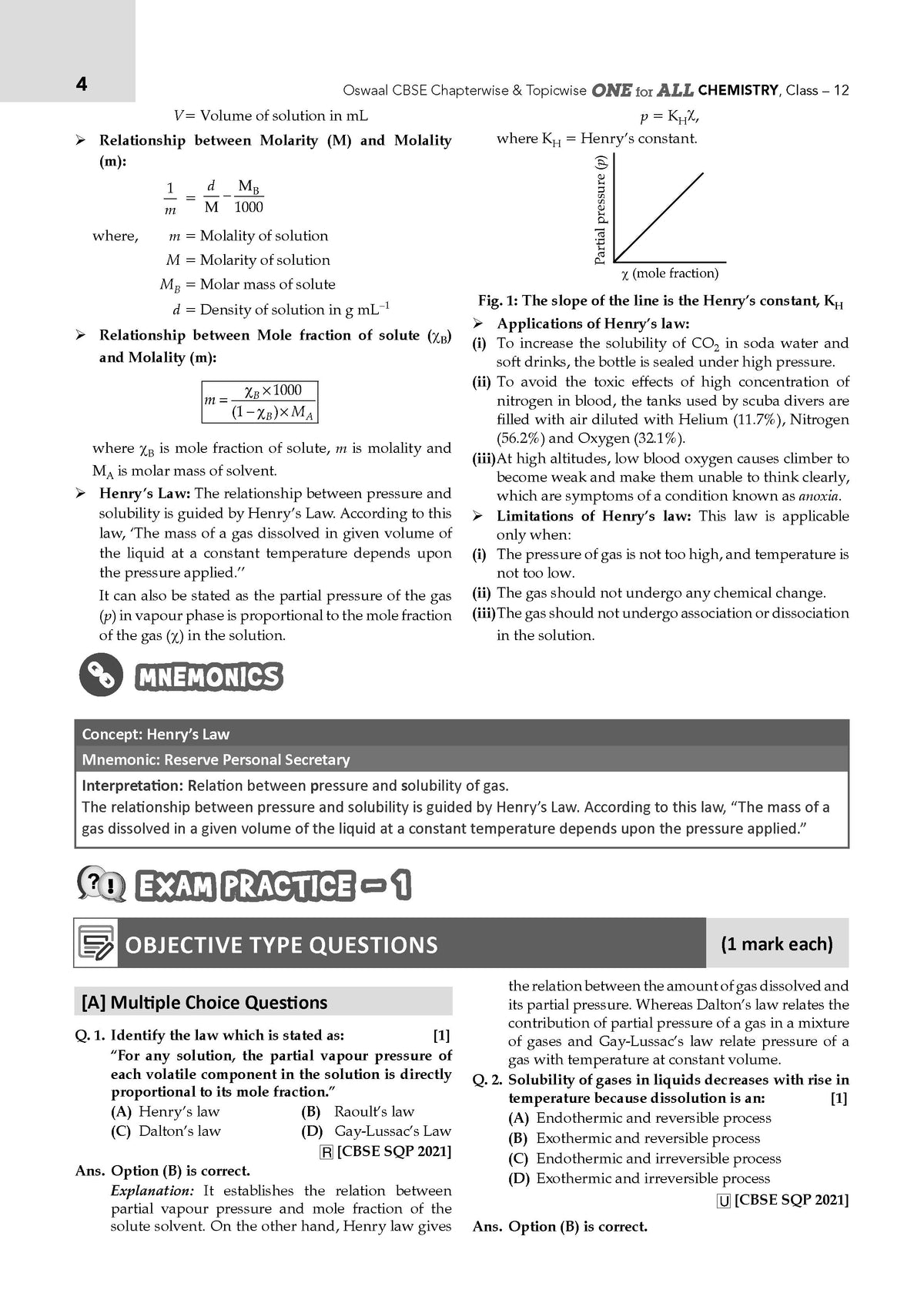 Oswaal CBSE & NCERT One for All Class 12 Chemistry (For 2027 Exam)