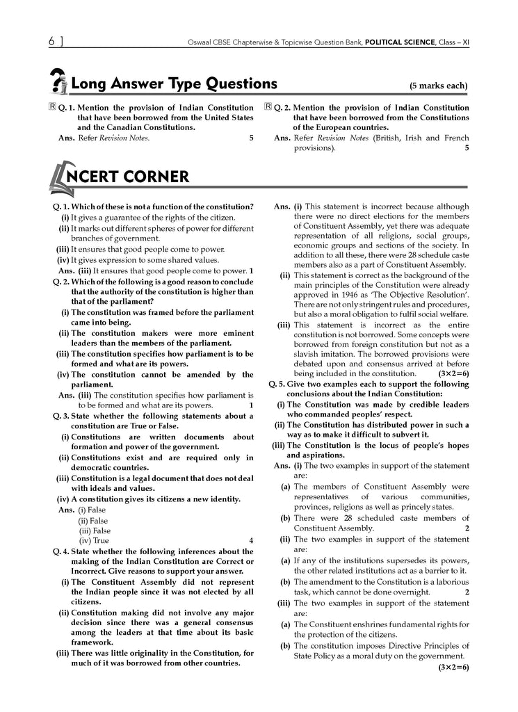 CBSE Question Bank Class 11 Political Science For 2026 Exam