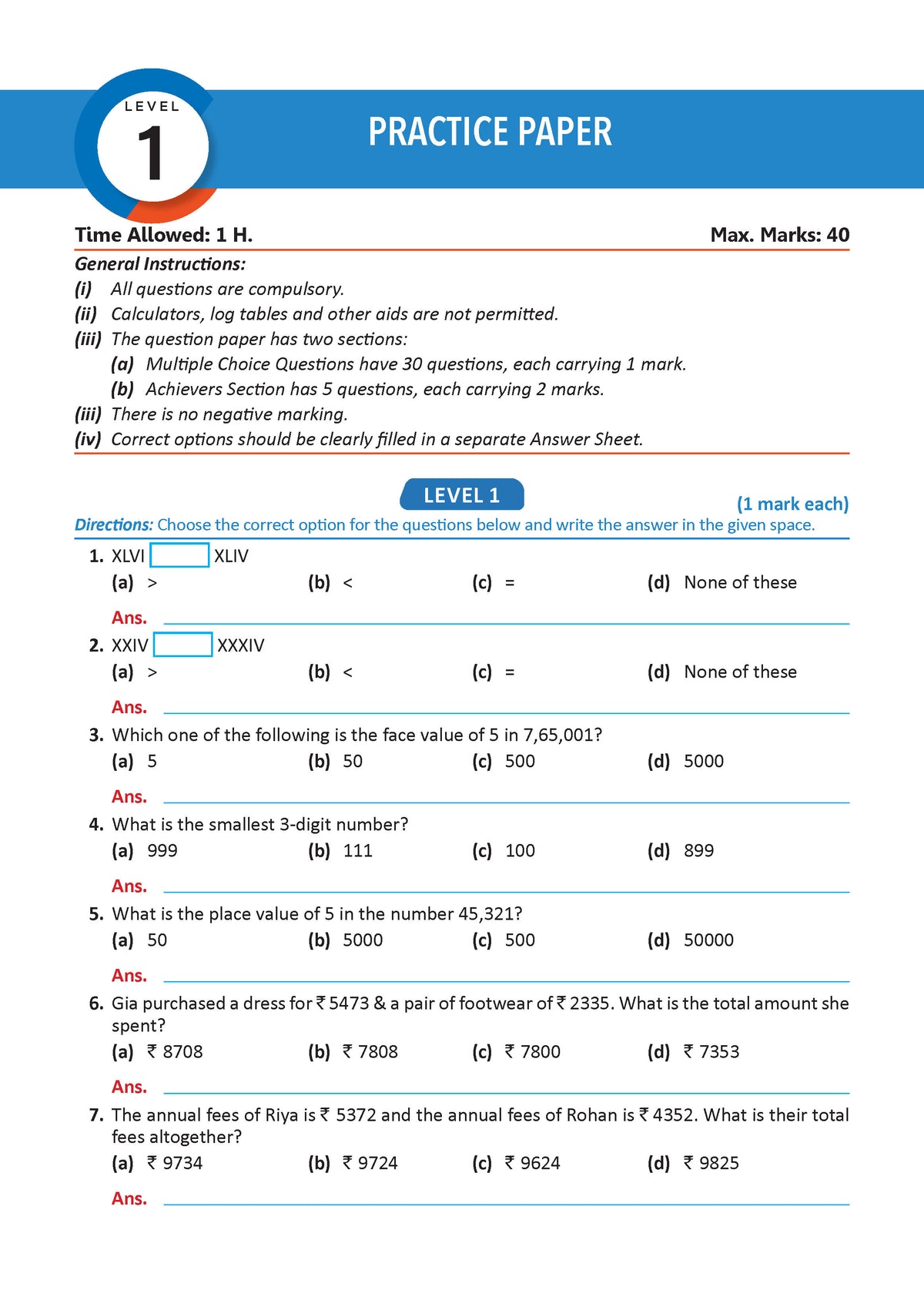 Oswaal One For All Olympiads Workbook Class 4 Maths | Questions for SOF IMO & Other Olympiad Exams 2026 | With Sample Practice Papers & Oswaal.AI