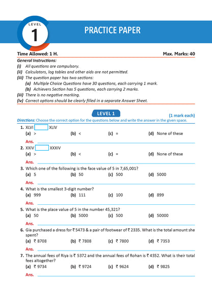 Oswaal One For All Olympiads Workbook Class 4 Maths | Questions for SOF IMO & Other Olympiad Exams 2026 | With Sample Practice Papers & Oswaal.AI