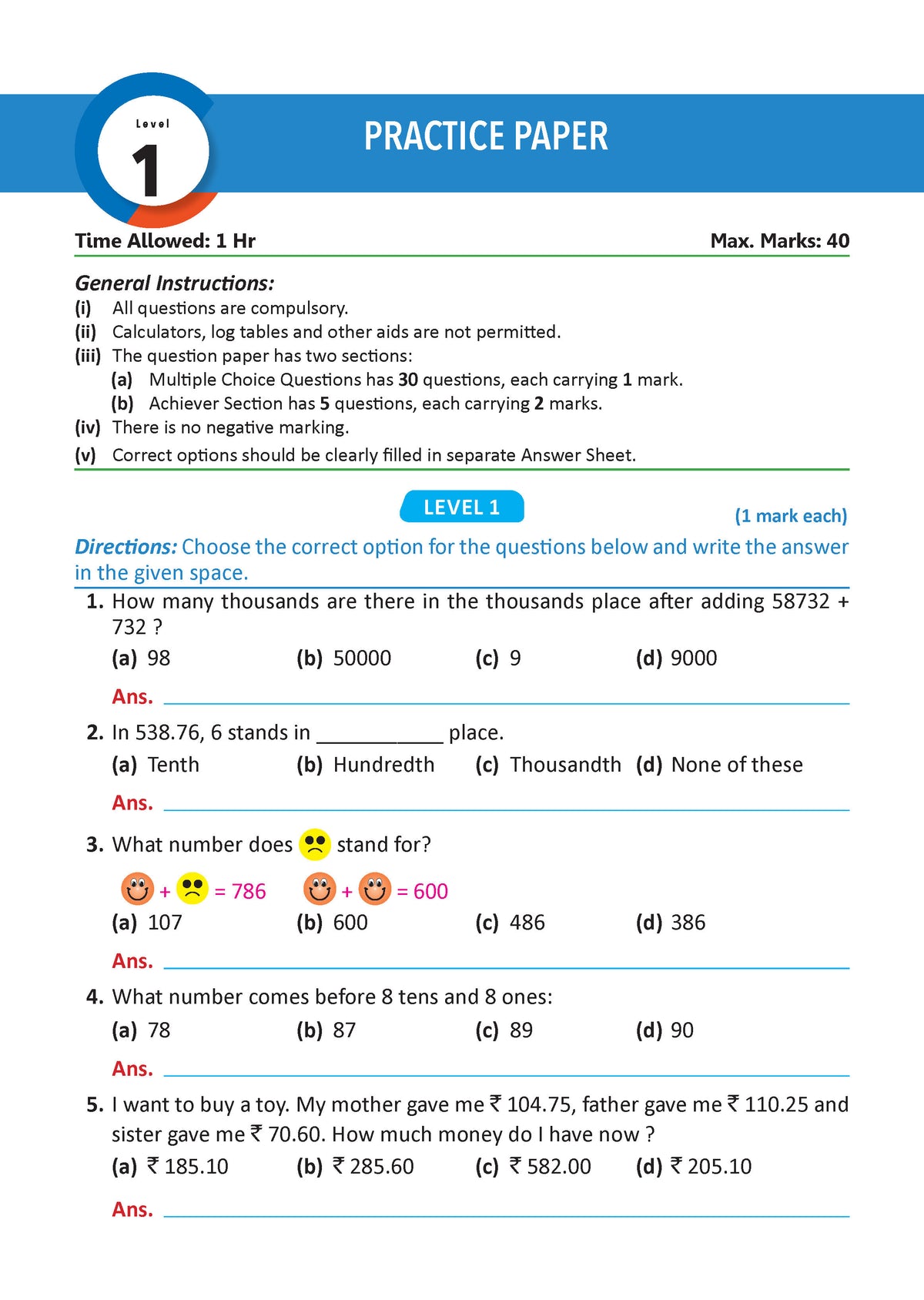 Oswaal One For All Olympiads Workbook Class 3 Maths | Questions for SOF IMO & Other Olympiad Exams 2026 | With Sample Practice Papers & Oswaal.AI
