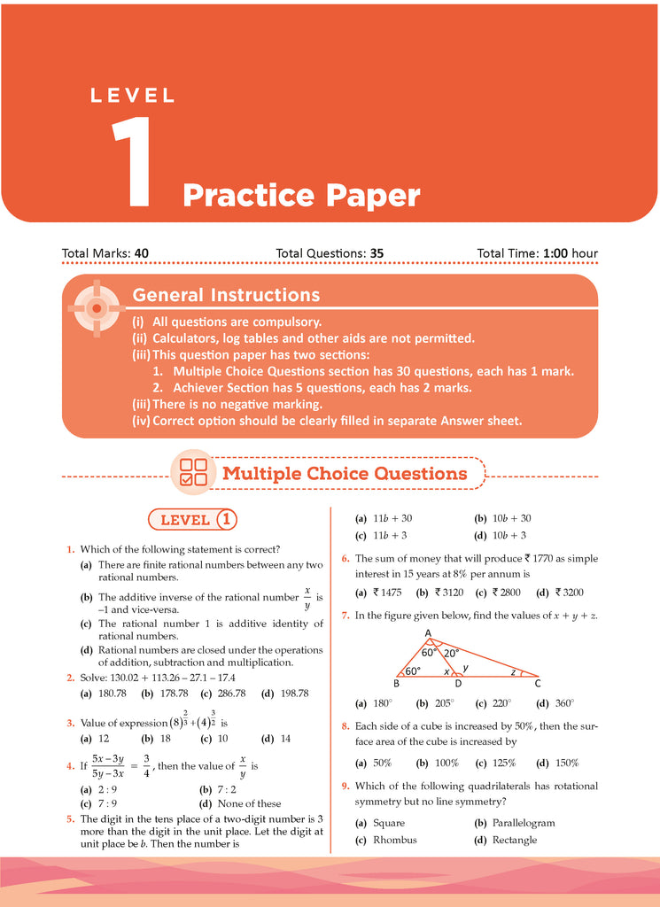 One for All Olympiads Previous Year Solved Papers Class 8 Mathematics For 2025 Exam