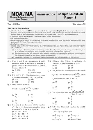 NDA-NA (NATIONAL DEFENCE ACADEMY/NAVAL ACADEMY) Chapter-wise & Topic-wise Previous Year Questions Solved Papers 2014-2025 (I & II) | Mathematics