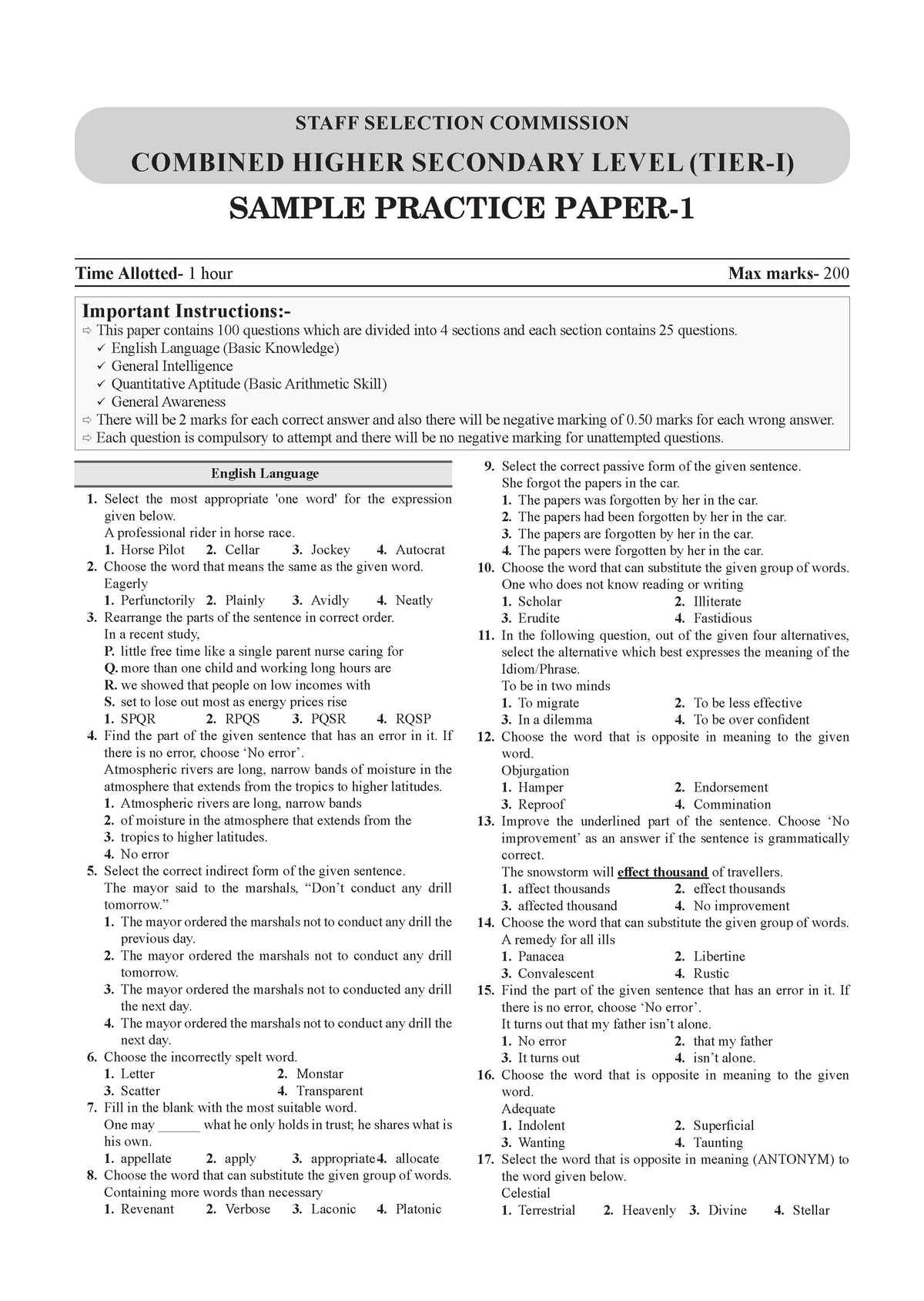 Oswaal SSC CHSL Tier-1 29 Previous Years Solved Papers English Medium | 2900+ Questions + 2 Practice Papers | Year-wise 2017-2025 | For 2026 Exam