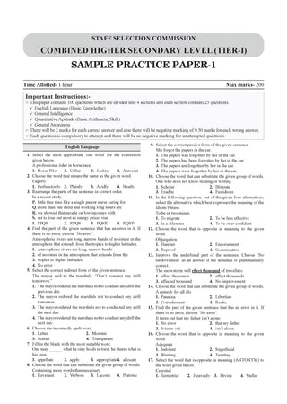 SSC CHSL TIER-1 Combined Higher Secondary Level 29 Previous Solved Papers (2017-2025) For 2026 Exam