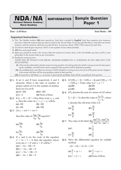 NDA/NA Mathematics 13 Years' Chapter-wise & Topic-wise Solved Papers English Medium | 2014-2026 | Includes 2026 Paper-I | With Oswaal AI | For 2026-27 Exams