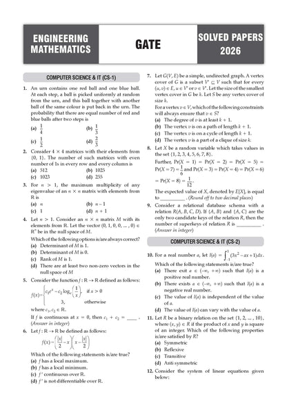 GATE Engineering Mathematics 17 Years' Chapter-wise & Topic-wise Solved Papers | 2010-2026 | 1100+ Questions + 2 Sample Papers | All Streams: CS, EC, EE, ME, CE, IT | For 2027 Exam