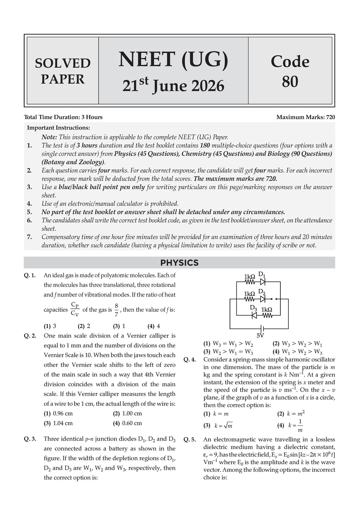 Oswaal NEET (UG) 10 Mock Test Papers (Physics, Chemistry & Biology) | Includes 3rd May & 21st June (Re-NEET) 2026 Fully Solved Papers | 1950+ Questions, Mind Maps, Mnemonics | For 2027 Exam
