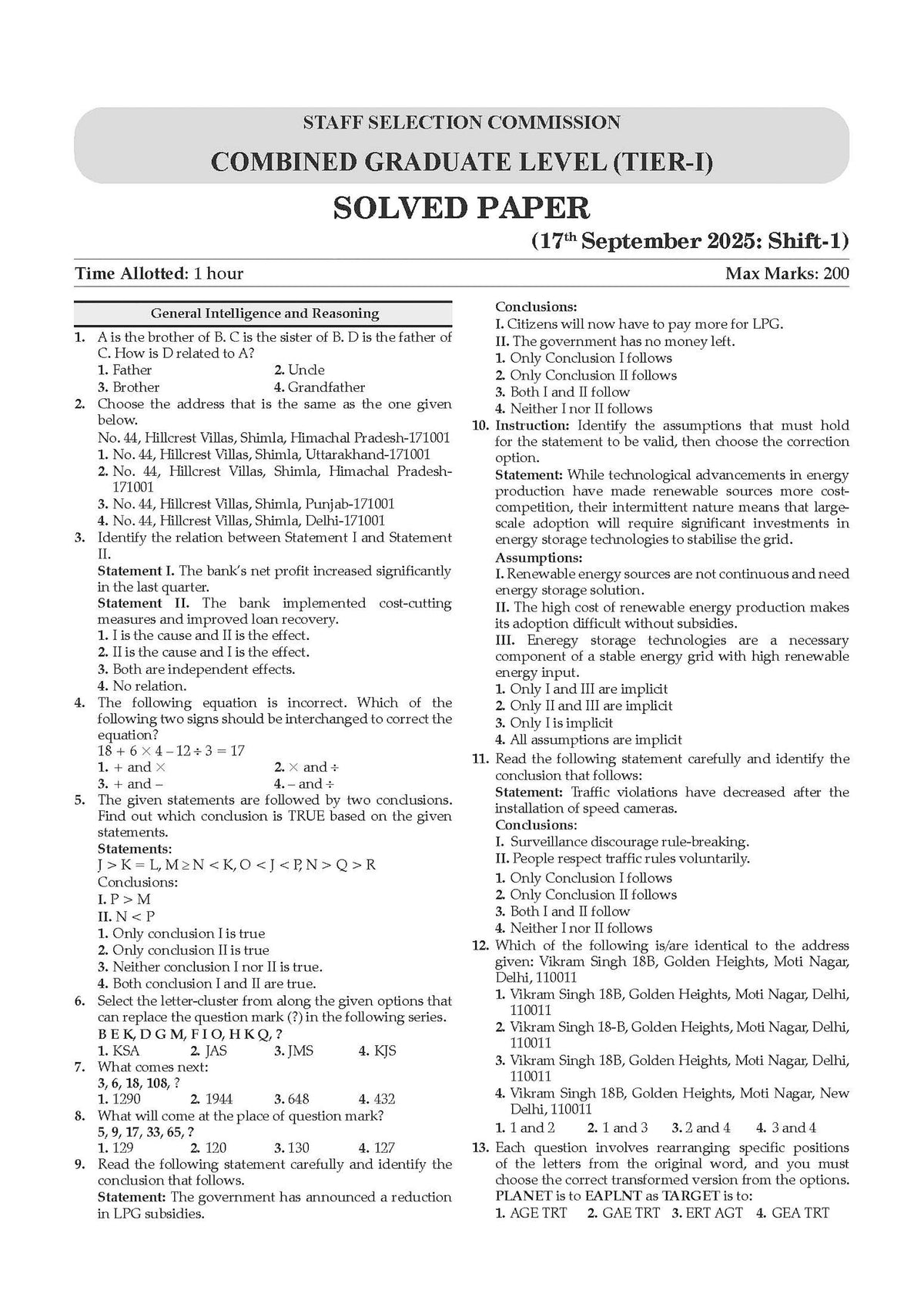 SSC CGL Tier-1 29 Previous Years Solved Papers English Medium | 3000+ Questions + 2 Practice Papers | Year-wise 2016-2025 | For 2026 Exam