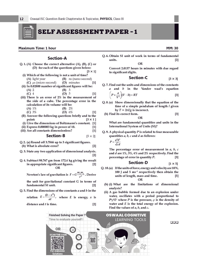 ISC Question Bank Chapterwise & Topicwise Solved Papers Class 11 Physics For 2026 Exam