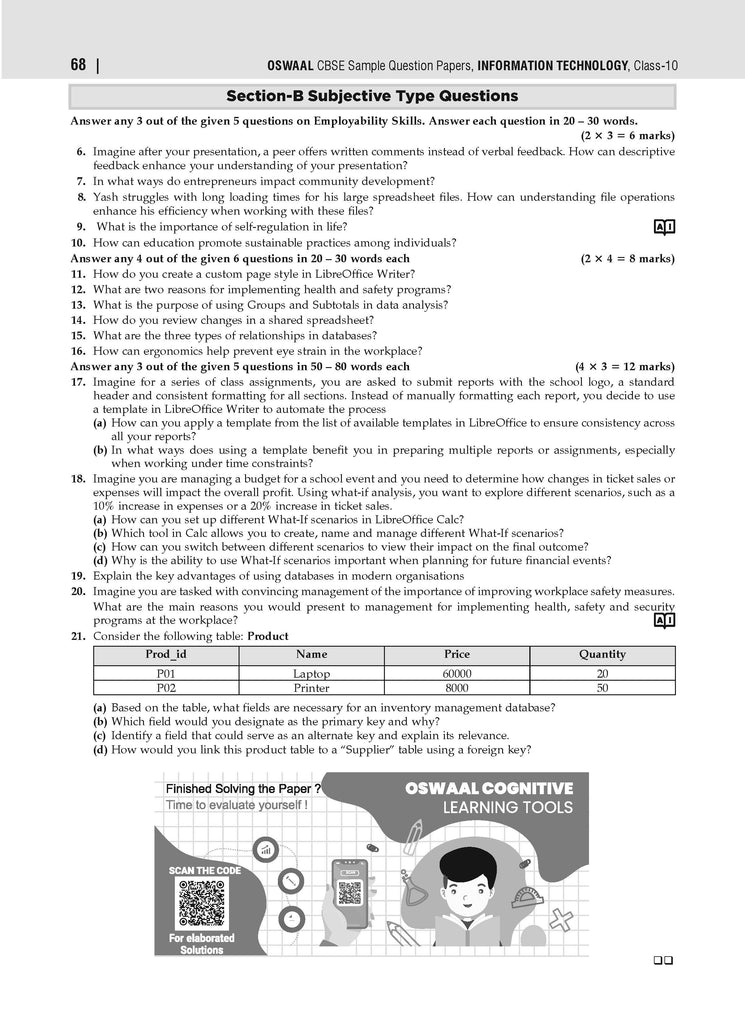 CBSE Sample Question Papers Class 10 Information Technology Book (For 2025 Exam)