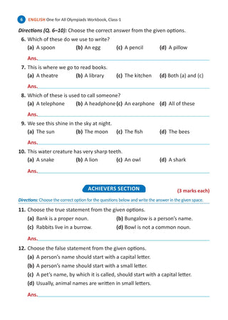 One For All Olympiads Workbook Class 1 English | Questions for SOF IEO & Other Olympiad Exams 2026 | With Sample Practice Papers & Oswaal.AI
