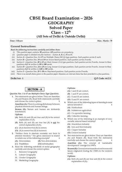 CBSE Class 12 Geography Question Bank | Chapter & Topic-wise Solved Papers (2017-2026) | Based on Latest Syllabus (April 2026) | Includes 2026 Papers | For 2027 Exam