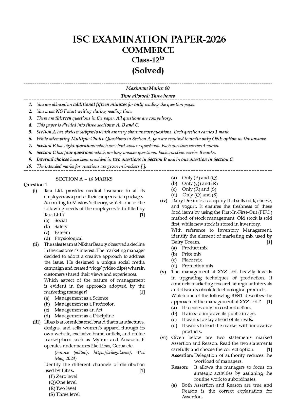 Class 12 ISC Commerce Question Bank (2017-2026) | Chapter-wise & Topic-wise with Competency Based Questions | For 2027 Exam | With Solved 2026 Board Paper | Self-Assessment Papers
