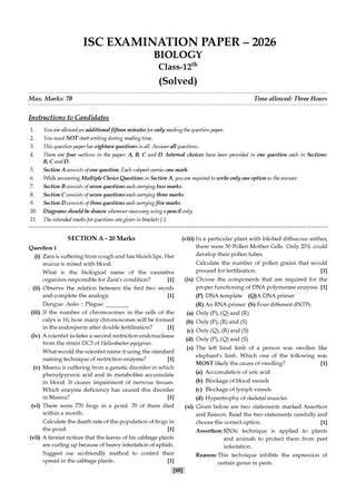 ISC 10 Previous Years' Solved Papers Year-wise (2016-2026) |Class12, Science (PCB)|Physics, Chemistry, Biology, Eng1& 2, Hindi, Computer Science, Physical Education (2027 Exam)| Oswaal AI