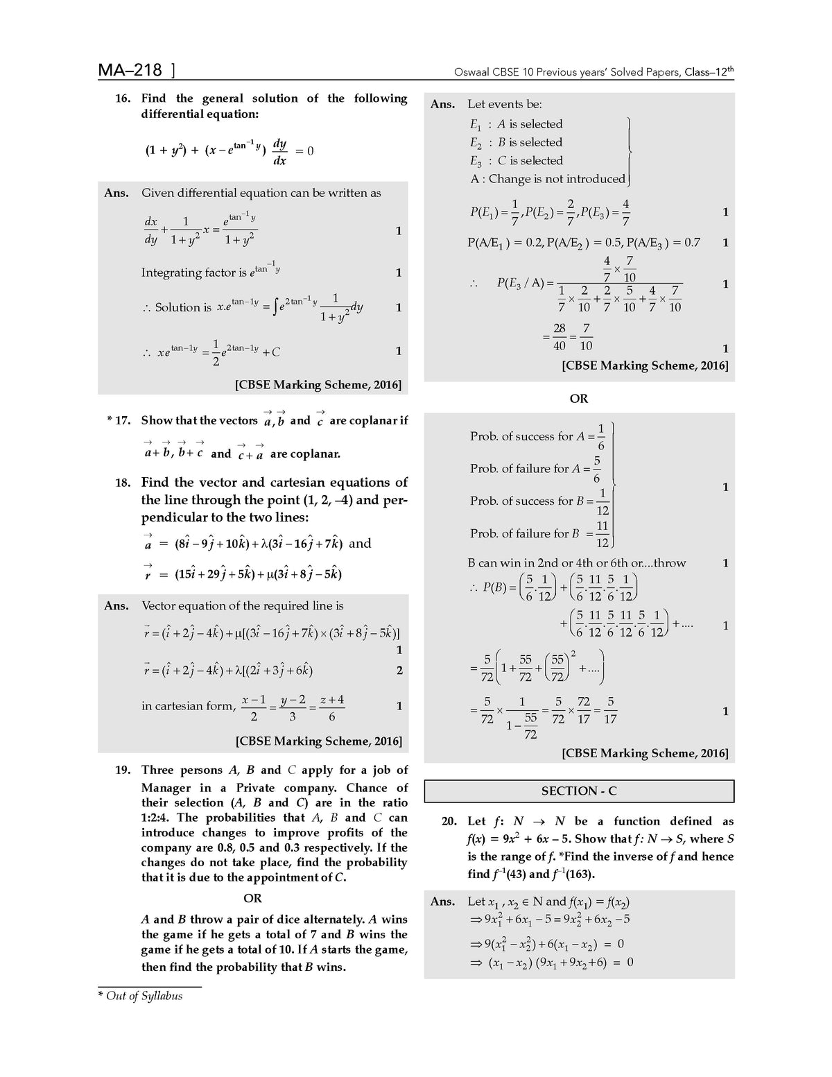 CBSE 10 Previous Years Solved Papers and Competency Focused Questions Chapter-wise Class 12 PCM (Set of 2)