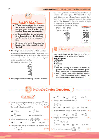 One for All Olympiads | Class 8 Maths, Science, English | Chapter-wise Previous Years' Solved Papers | Prep-Guide With Level 1, 2 & Achievers Section (Set of 3 Books) For 2026 Exam