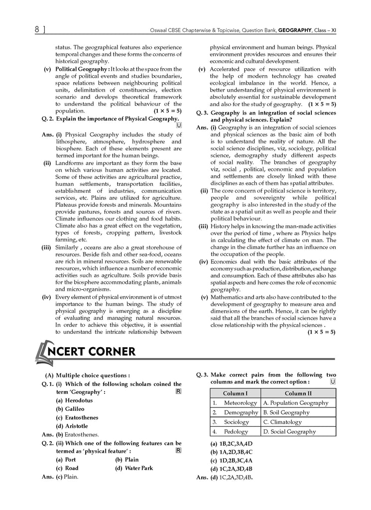 CBSE Question Bank Class 11 Geography For 2026 Exam