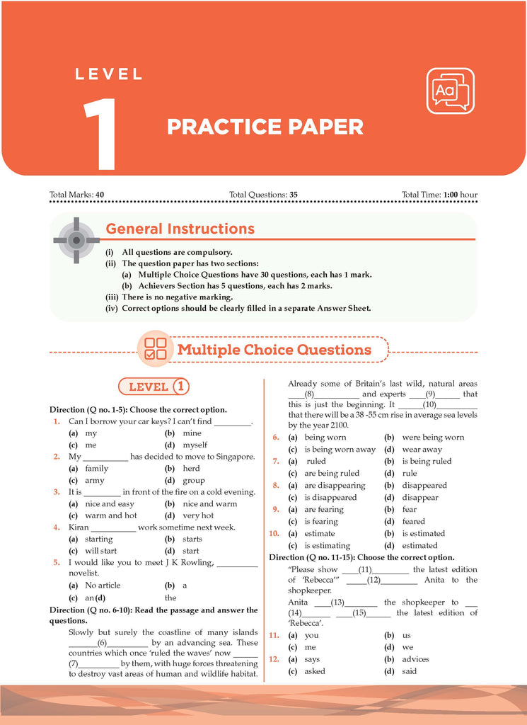 One for All Olympiads Previous Year Solved Papers Class 8 English For 2025 Exam