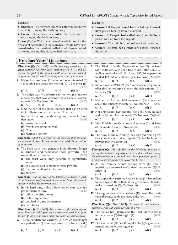 AFCAT 14 Years Chapter-wise & Topic-wise Solved Papers 2011 to 2024 for 2025 Exam