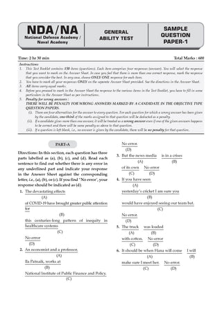 NDA-NA (NATIONAL DEFENCE ACADEMY/NAVAL ACADEMY) 17 Previous Solved Papers| Year-wise 2017-2025 (I & II ) | General Ability Test