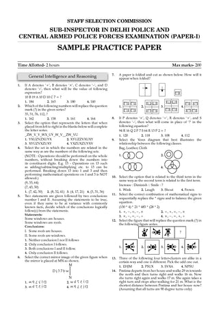 SSC (Staff Selection Commission) | CAPFs (CPO) & Delhi Police - Sub-Inspector (SI) Paper-1 | 19 Previous Years Solved Paper | Includes 2025 Paper- fully solved | Year-wise (2017 to 2025) | For 2026 Exam