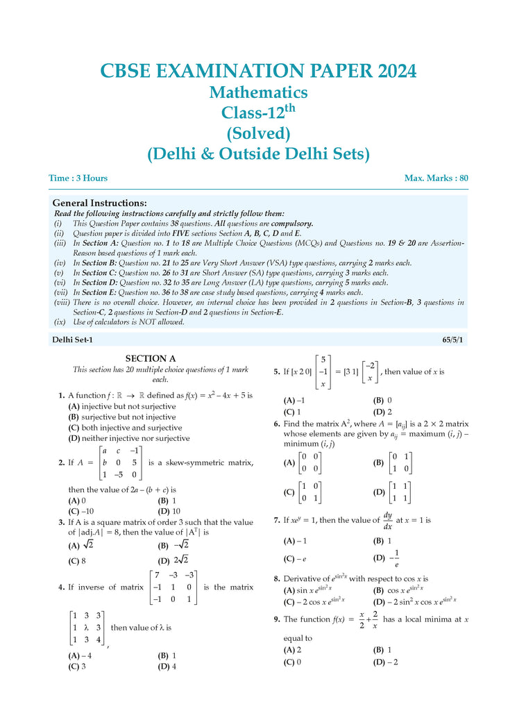 CBSE Question Bank Chapterwise and Topicwise SOLVED PAPERS Class 12 Mathematics For Exam 2026