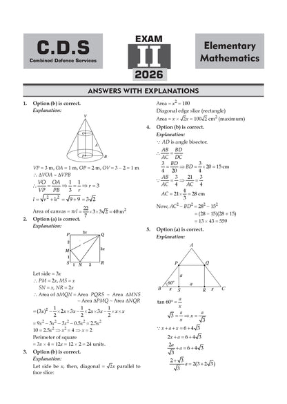 Oswaal CDS Combined Defence Services – 13 Years' Chapter-wise & Topic-wise Solved Paper (2014–2026 I & II) | Elementary Mathematics | For 2027 Exam | with Oswaal AI