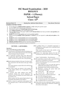 ISC 10 Previous Years' Solved papers year-wise 2015-2025, Class-12, Science:PCB: Physics, Chemistry, Biology, English 1, English 2, Hindi, Computer science (For 2026 Exam)