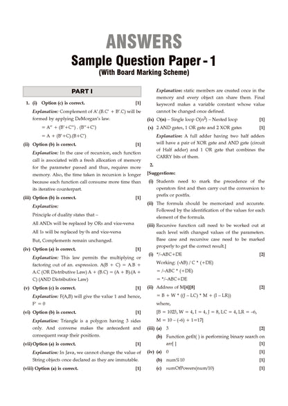 ISC 10 Sample Question Papers Class 12 Computer Science for Board Exam 2026 (Strictly aligned with CISCE Latest Specimen Paper 2026), Competency-Based Questions, Mind Maps, On-Tips Notes, Solved MCQs & Board Marking Scheme - Oswaal Books