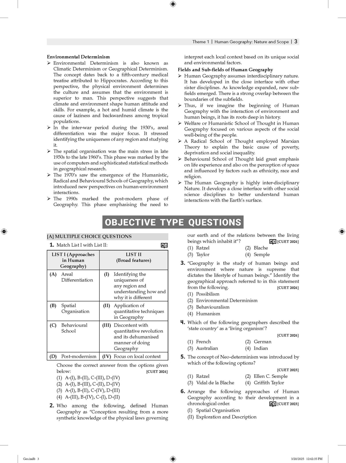 NTA CUET (UG) Chapter-wise Solved Papers Question Bank | Geography | PYQs (2022 â€“ 2026) NCERT aligned MCQs | With Solved Paper 2026 | For 2027 Exam | With Oswaal AI