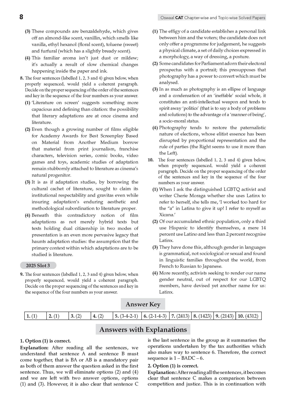 CAT (COMMON ADMISSION TEST) | 10 YEARS' | Chapter-wise & Topic-wise | Solved Papers | Question Bank | 2008 & 2017 - 2025 | (For 2026 Exam)