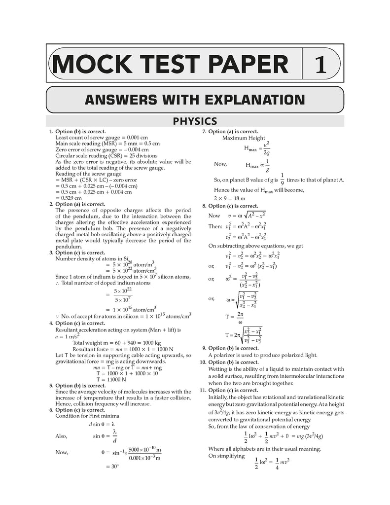 NEET (UG) 10 Mock Test Papers Based on Latest NTA Pattern | PHYSICS, CHEMISTRY & BIOLOGY| For 2026 Exam