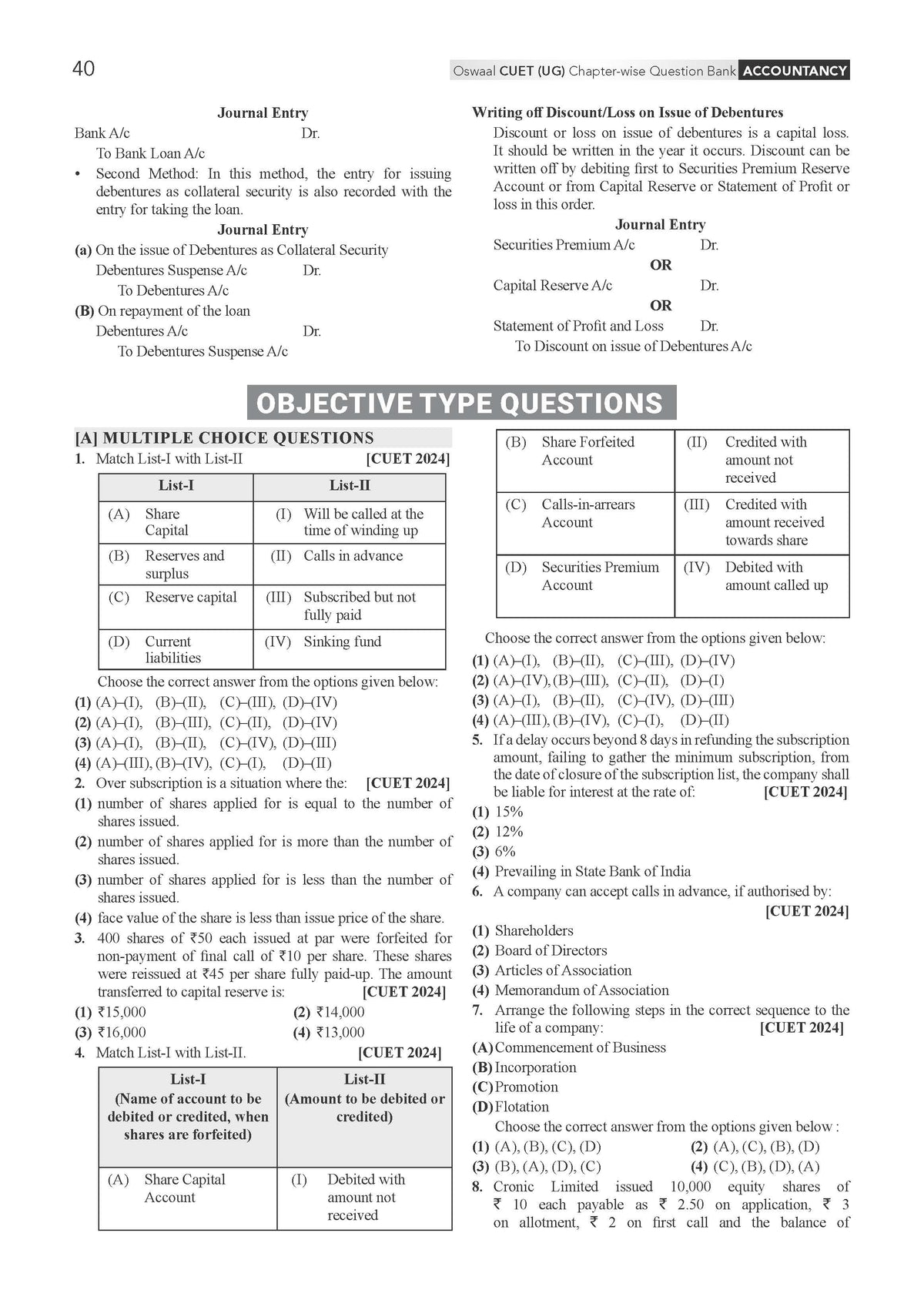 Oswaal NTA CUET (UG) Chapter-wise Solved Papers Question Bank | Accountancy | PYQs (2021 – 2026) NCERT aligned MCQs | With Solved Paper 2026 | For 2027 Exam | With Oswaal AI