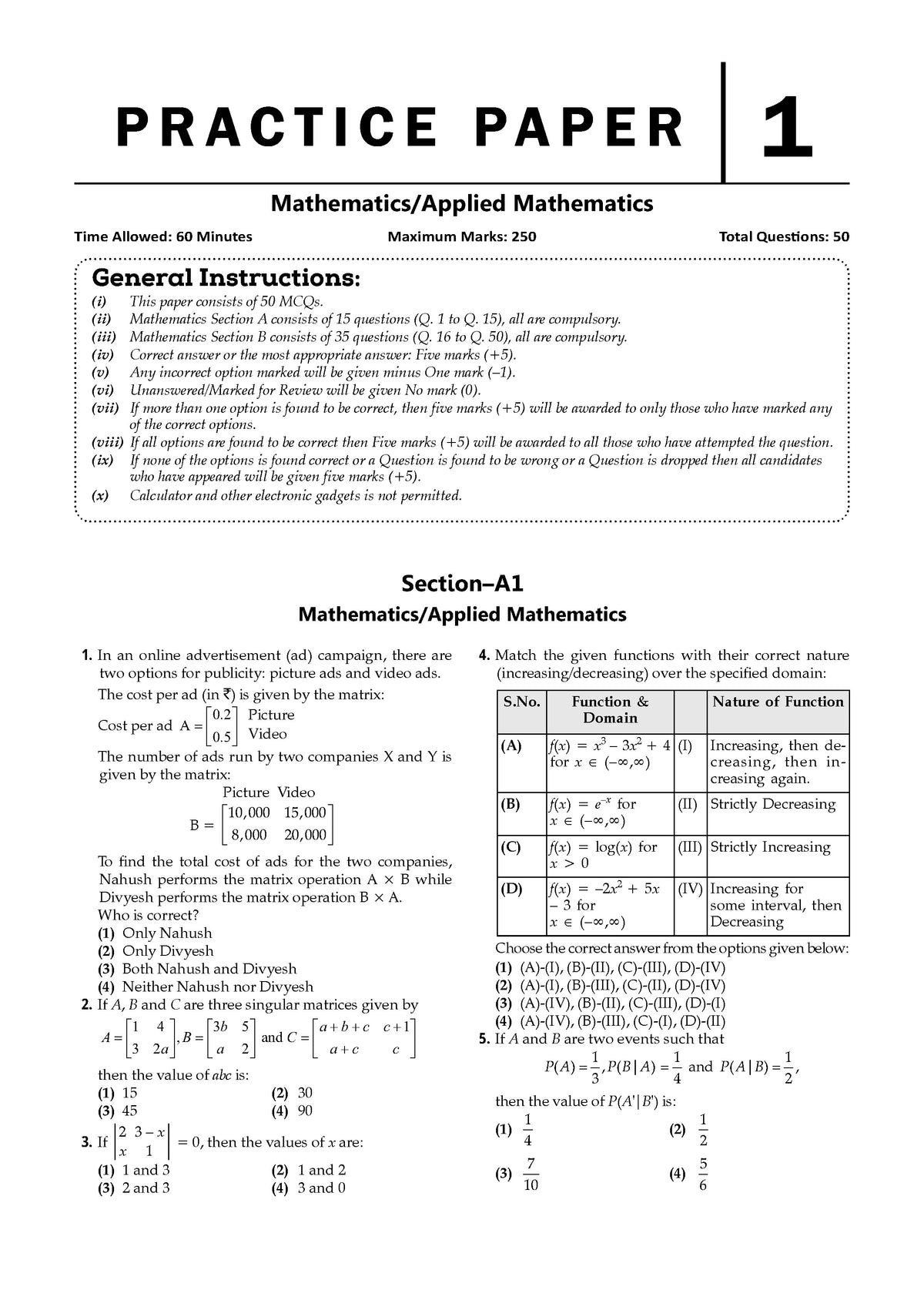 NTA CUET (UG) Chapter-wise Solved Papers Question Bank | Applied Mathematics | PYQs (2022–2026) NCERT aligned MCQs | With Solved Paper 2026 | For 2027 Exam | With Oswaal AI