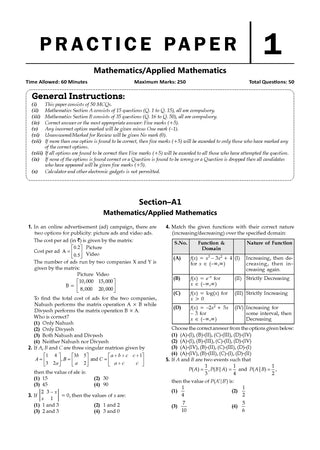 NTA CUET (UG) Chapter-wise Solved Papers Question Bank | Applied Mathematics | PYQs (2022–2026) NCERT aligned MCQs | With Solved Paper 2026 | For 2027 Exam | With Oswaal AI