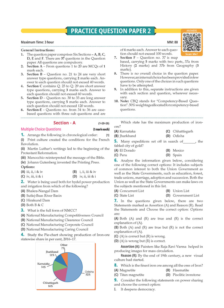 CBSE Question Bank Chapterwise and Topicwise SOLVED PAPERS Class 10 Social Science For Exam 2026