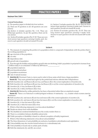 CBSE Class 12  Sociology Question Bank | Chapter & Topic-wise Solved Papers (2017–2026) | Based on Latest Syllabus (April 2026) | Includes 2026 Papers | | For 2027 Exam