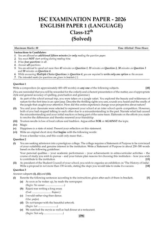 ISC 10 Previous Years' Solved Papers Year-wise (2016-2026) |Class12, Science (PCB)|Physics, Chemistry, Biology, Eng1& 2, Hindi, Computer Science, Physical Education (2027 Exam)| Oswaal AI