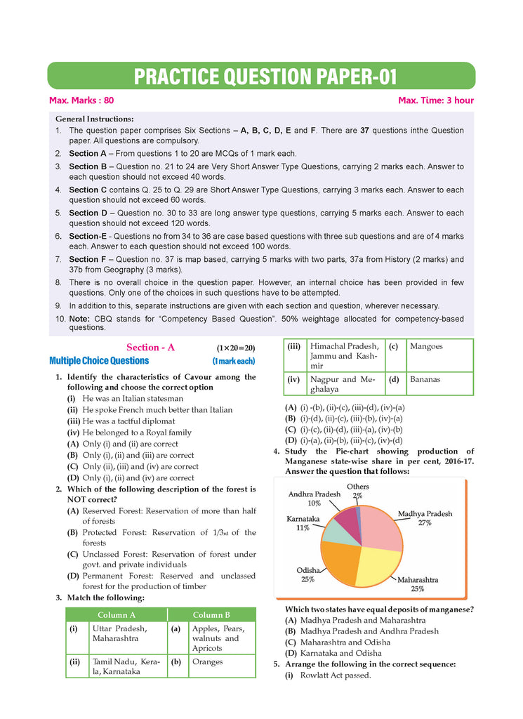 CBSE Question Bank Chapterwise and Topicwise SOLVED PAPERS Class 10 Social Science For Exam 2026