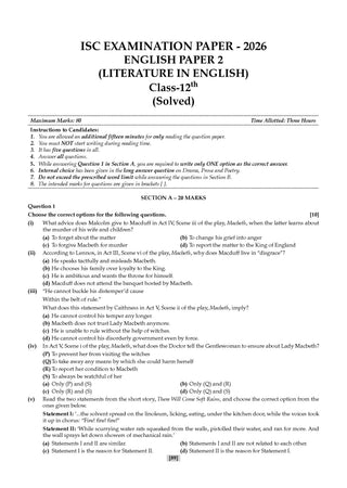 ISC 10 Previous Years' Solved Papers Year-wise (2016-2026) |Class12, Science (PCB)|Physics, Chemistry, Biology, Eng1& 2, Hindi, Computer Science, Physical Education (2027 Exam)| Oswaal AI