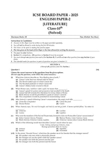 ICSE 10 Previous Years' Solved papers yearwise 2015-2025, Class-10, Physics, Chemistry, Mathematics, Biology, History and Civics, Geography, Hindi, English 1, English 2 (2026 Exam)