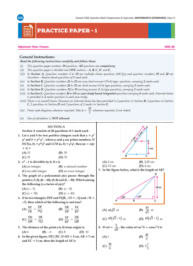 CBSE Question Bank Chapterwise and Topicwise SOLVED PAPERS Class 10 Mathematics (Standard) For Exam 2026