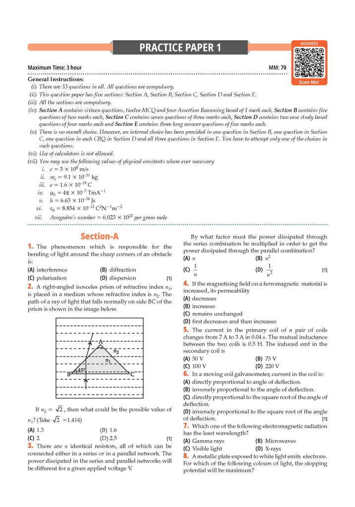 CBSE Question Bank Chapterwise and Topicwise SOLVED PAPERS Class 12 Physics For Exam 2026