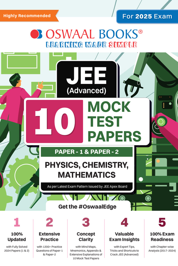 JEE (Advanced) 10 Mock Test Papers (Paper-1 & Paper-2) Physics, Chemistry, Mathematics (For 2025 Exam)