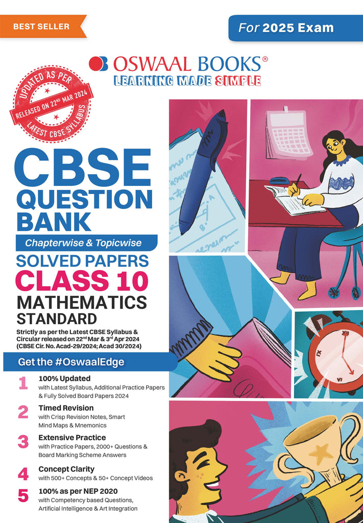 CBSE Question Bank  Class 10 Mathematics Standard, Chapterwise and Topicwise Solved Papers For Board Exams 2025