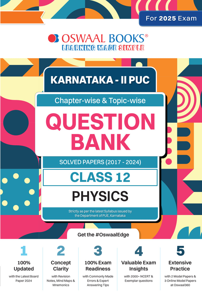 Karnataka 2nd PUC Question Bank Class 12 Physics | Chapterwise & Topicwise Previous Solved Papers (2017-2024) | For Board Exams 2025