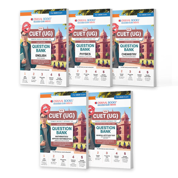 NTA CUET (UG) Question Banks | Chapterwise & Topicwise | English, Physics, Chemistry, Math & General Test | Set of 5 Books | Entrance Exam Preparation Books 2025