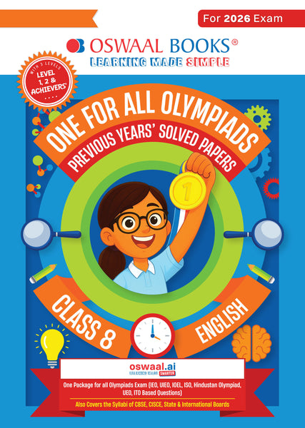 One for All Olympiads Chapter-wise Previous Years' Solved Papers, Prep-Guide (with Level 1, 2 & Achievers Section) Class 8 English For 2026 Exam
