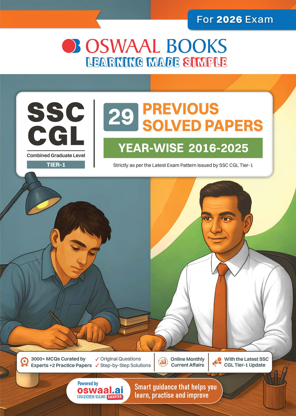 SSC CGL Tier-1 29 Previous Years Solved Papers English Medium | 3000+ Questions + 2 Practice Papers | Year-wise 2016-2025 | For 2026 Exam